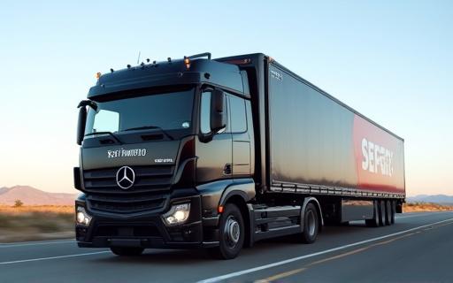 Camion blindato per il trasporto d'arte con logo Seta e Pigmento.