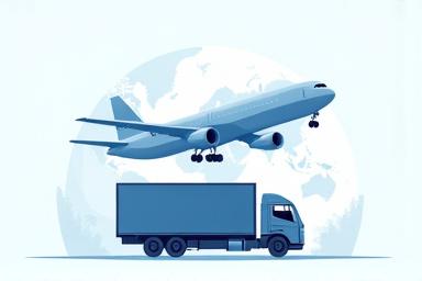 Icona di un aereo cargo e un camion blindato.